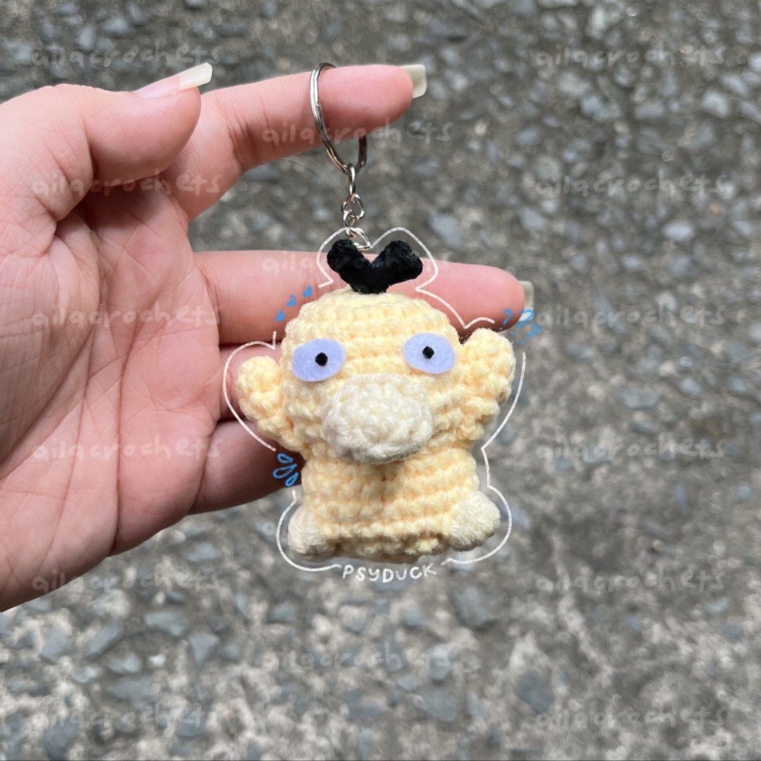 Pokemon - Psyduck & Slowpoke crochet keychains (Category: Handmade Craft) located in Pasig City. Submitted by ailacrochets (Listing ID 1466589518, Image 2). Description: - milk cotton - open for bulk orders - ₱200 ea, ₱380 set mop: gcash/maribank mod: j&t/gogo xpress/sdd please message interested + quantity (e.g. interested 1 set + 1 psyduck) 📍pasig .