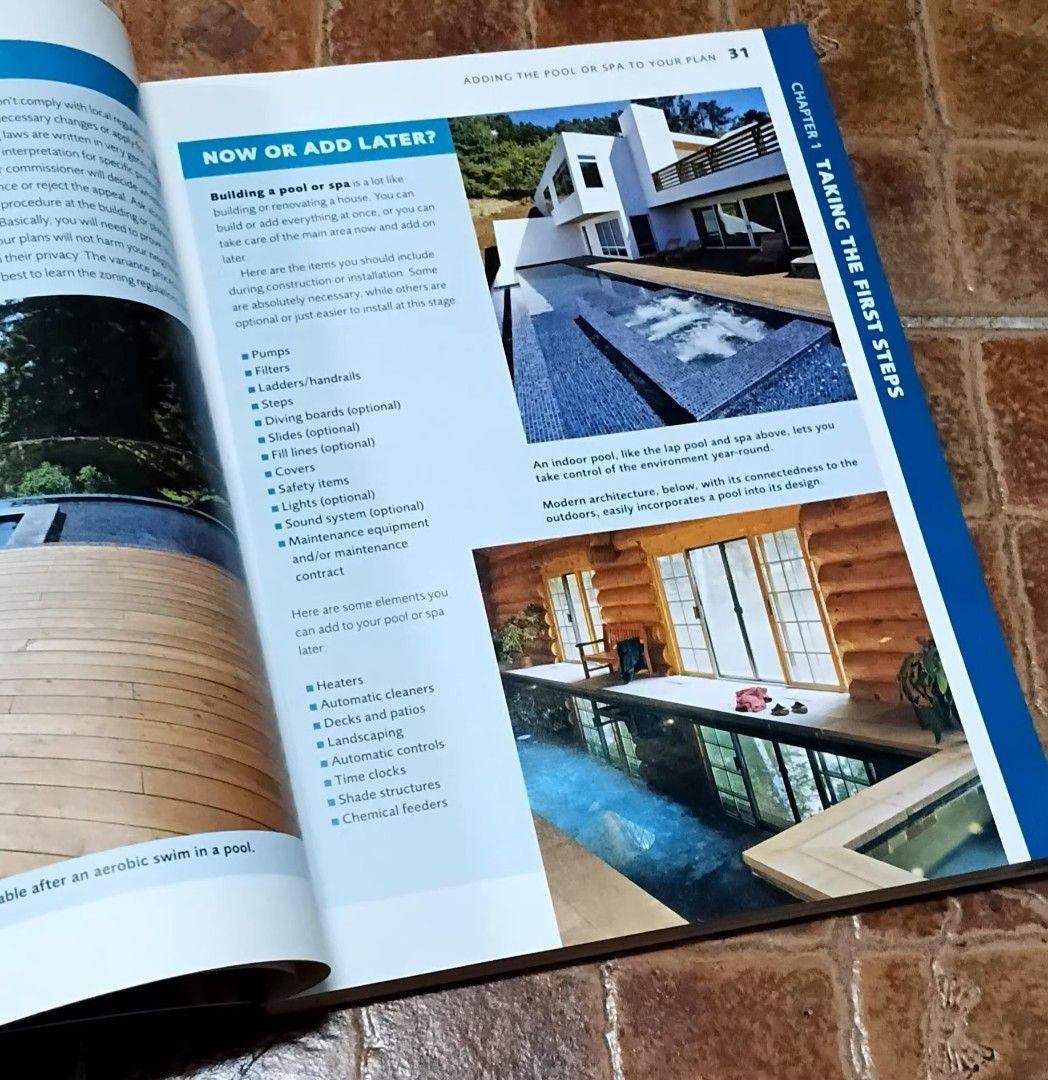 Pools and Spas Planning Designing Maintaining Landscaping Book (Category: Textbooks) located in Quezon City. Submitted by dancatz (Listing ID 1466631757, Image 3). Description: □ P 500.00 - Title: Pools and Spas by Creative Homeowner - Authors: Fran J. Donegan and David Short - Format: Softcover - Condition: Clean pages, no missing sheets - Features: Packed with color photos, planning tips, landscaping ideas, and water maintenance instructions - 