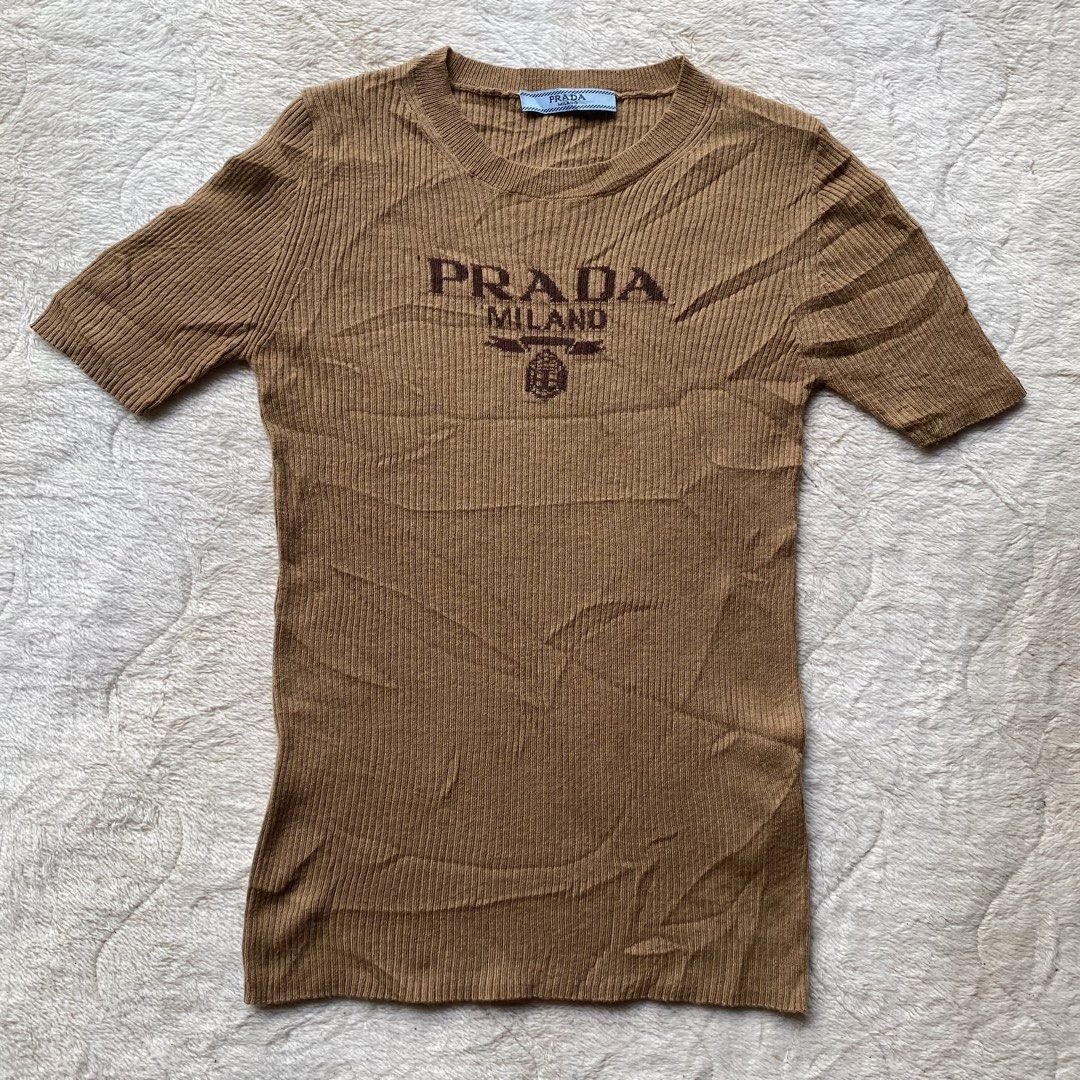 Prada Milano script Knitted Brown Tops (Category: Others Tops) located in Davao. Submitted by bangers01 (Listing ID 1466661942, Image 1). Description: .
