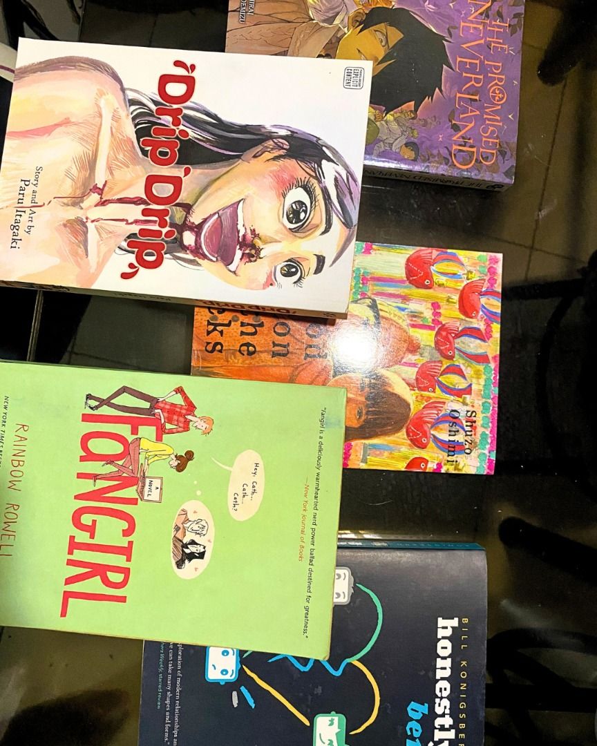 Preloved Books and Manga (Category: Comics & Manga) located in Davao. Submitted by valskies (Listing ID 1466741402, Image 1). Description: TAKE ALL = 2200 (negotiable) INDIVIDUAL BOOKS: Blood on the Tracks = 700 The Promised Neverland = 350 Drip Drip = 600 Fangirl = 200 Honestly Ben = 250.