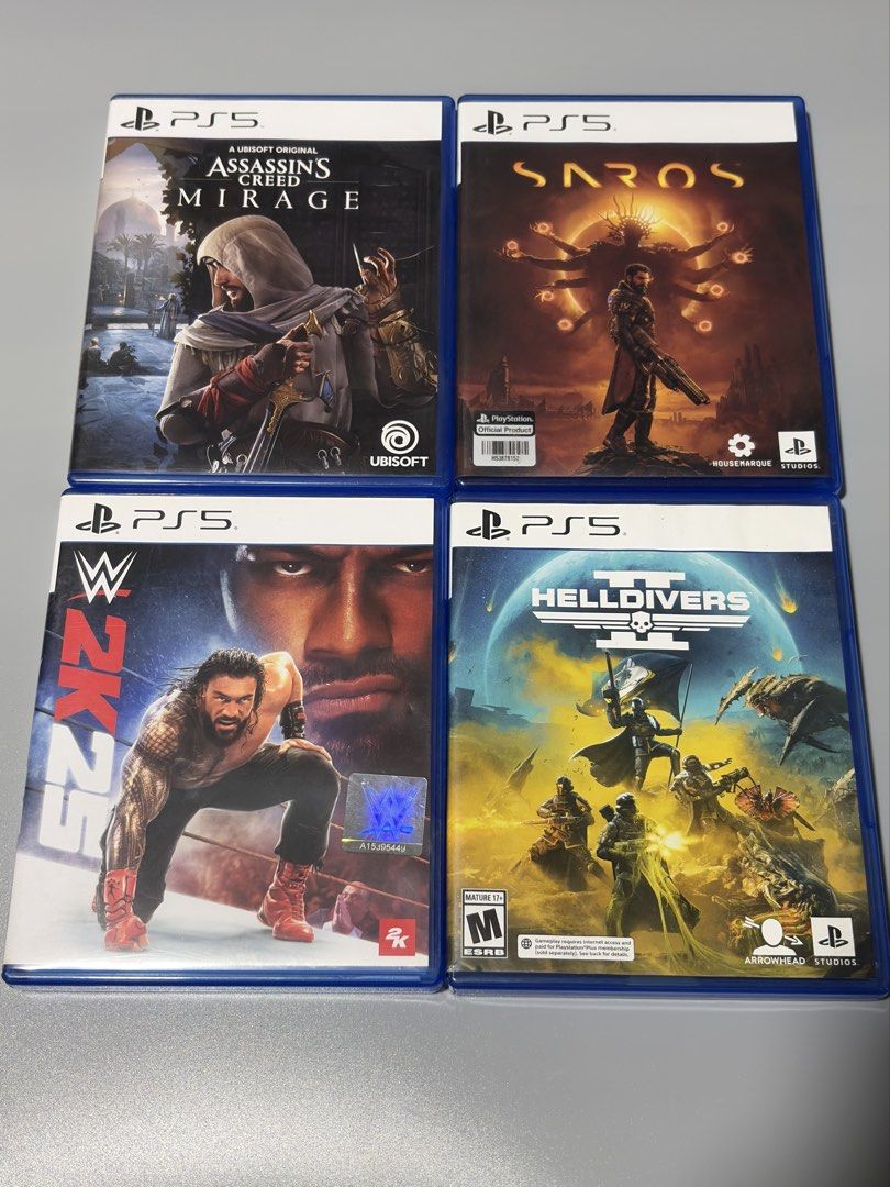 PS5 and PS4 games for sale (Category: PlayStation) located in Manila. Submitted by mr.muscleqo (Listing ID 1466618845, Image 2). Description: PS5 and PS4 games - PS4 • Watchdogs - 400 •Lego Marvel - 400 • Red dead redemption 2 - 1100 - PS5 Games • Wolverine - 3000 •Firstlight - 2600 • AC Blackflag - 2600 • Silent hill - 2300 •Ghost of Yotei - 2300 • Spiderman Miles morales - 1400 • Ac Mirage - 1200 • God of war Ragnarok - 1500 • The Last of us 2 