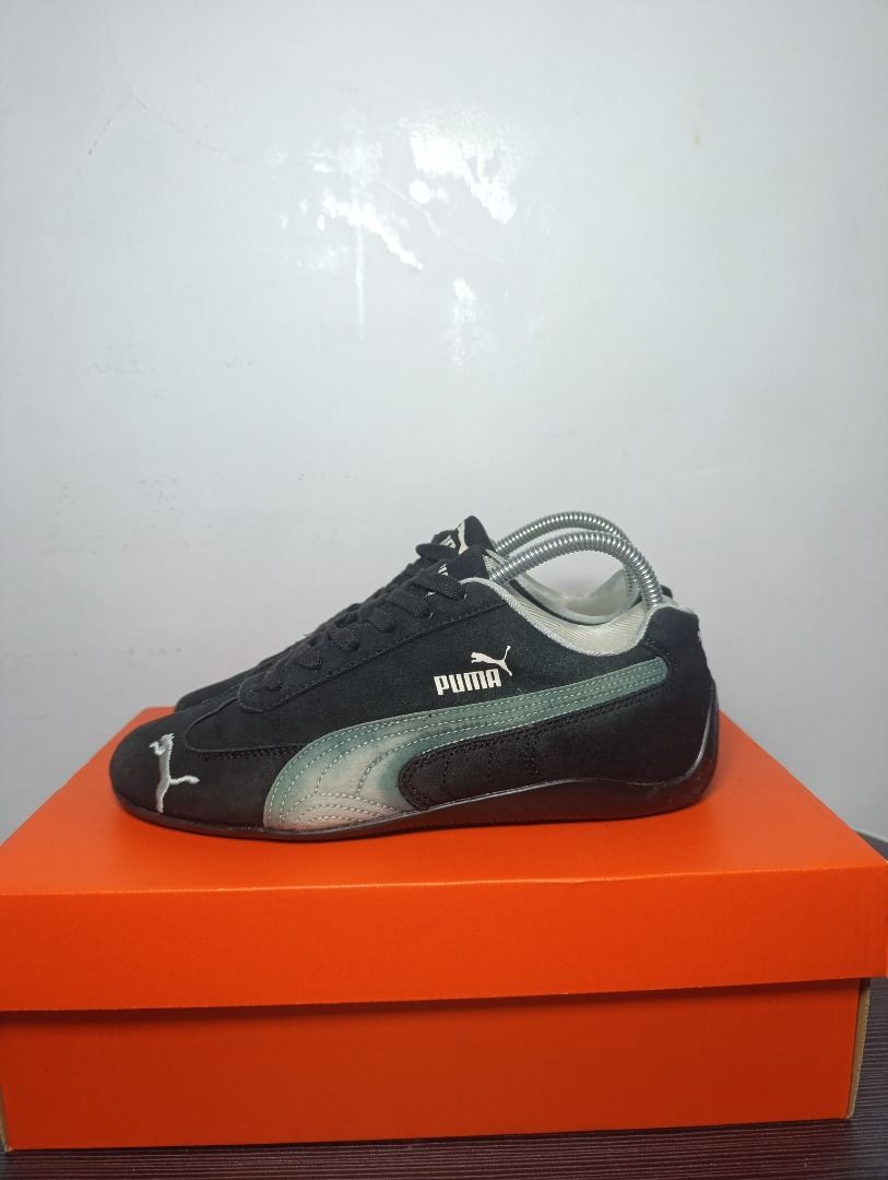 Puma Black Speed Cat Shoes (Category: Sneakers) located in Pasig City. Submitted by firstpick_thrift (Listing ID 1466773096, Image 2). Description: - Brand: Puma - Style: Racing-inspired low-profile sneakers - Colorway: Black and green with classic branding - Material: Premium suede upper with durable rubber outsole - Inclusions: Comes with original orange shoebox - Location: Ships from Manila, PH (Fast shipping available) - Mode of Payment: GCas