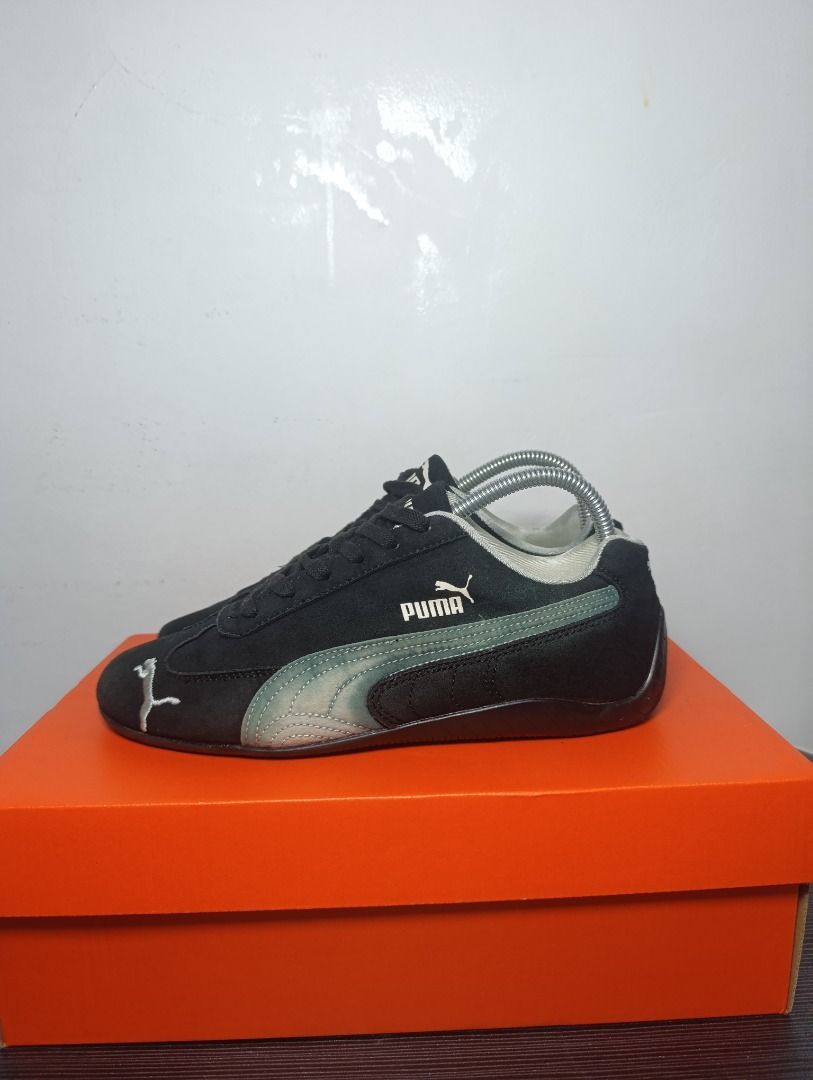 Puma Black Speed Cat Shoes (Category: Sneakers) located in Pasig City. Submitted by firstpick_thrift (Listing ID 1466773096, Image 1). Description: - Brand: Puma - Style: Racing-inspired low-profile sneakers - Colorway: Black and green with classic branding - Material: Premium suede upper with durable rubber outsole - Inclusions: Comes with original orange shoebox - Location: Ships from Manila, PH (Fast shipping available) - Mode of Payment: GCas