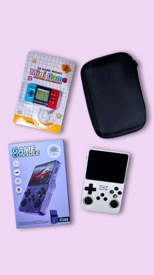 R36S Handheld Retro Game Console (GameBoy Advance; PSP; Nintendo DS, & more) (Category: Nintendo) located in Bulacan. Submitted by whiteconfetto (Listing ID 1466769033, Image 2). Description: Display: 3.5-inch IPS OCA full-lamination screen with a 640 × 480 resolution (4:3 aspect ratio) • Processor (CPU): Rockchip RK3326 quad-core 64-bit (ARM Cortex-A35 up to 1.5 GHz – 1.8 GHz) • Graphics (GPU): Mali-G31 MP2 • Memory (RAM): 1GB DDR3 / DDR3L • Ope