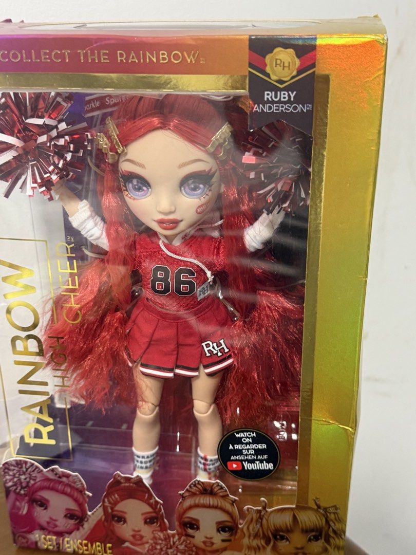 Rainbow High Cheer Ruby Anderson Fashion Doll - (Category: Kids Toys) located in Manila. Submitted by prelovedbyramiah (Listing ID 1466696270, Image 3). Description: Red Cheerleader Outfit with Pom Poms and Accessories.