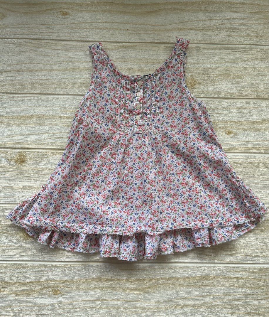 Ralph Lauren lightweight top (Category: Babies & Kids Fashion) located in Cebu City. Submitted by yjainani (Listing ID 1466580314, Image 1). Description: featuring a pink and multicolor ditsy floral print with pintucks, front buttons, and a ruffled hem.