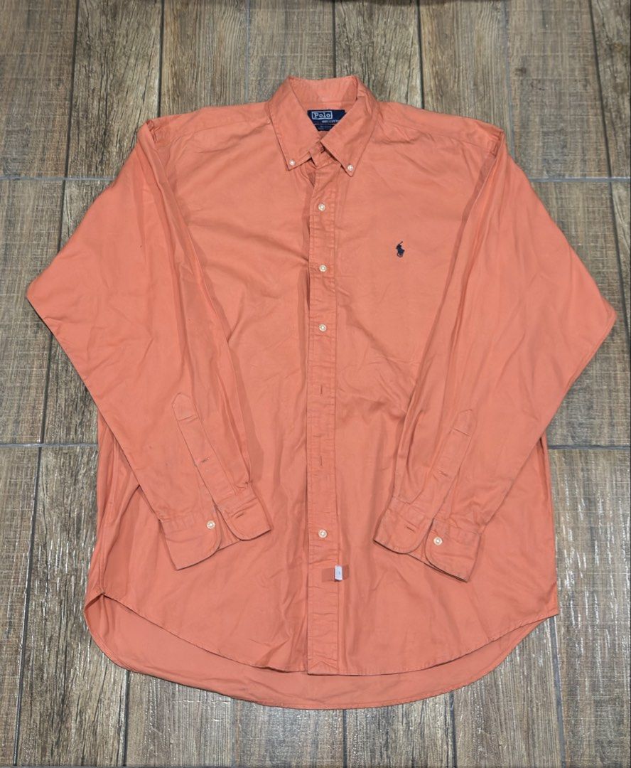 RALPH LAUREN LONGSLEEVE ORANGE (Category: Formal Shirts) located in Manila. Submitted by urban.vintage (Listing ID 1466732340, Image 1). Description: ISSUE: NECK STAIN (NEED WASH) MOP :GCASH (NO COD) SHIP VIA: LALAMOVE & J&T LOCATION: PASIG CITY LENGTH: 31 WIDTH : 27.