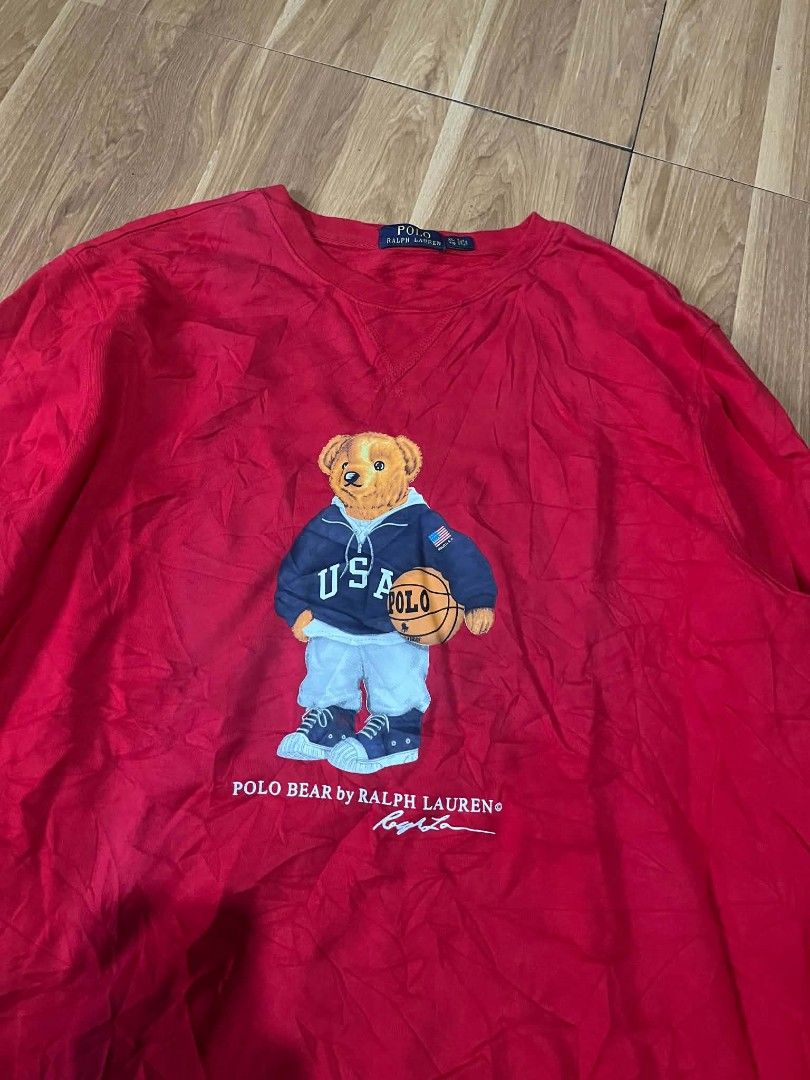 Ralph Lauren polo bear red sweatshirt (Category: Luxury Apparel) located in Bulacan. Submitted by nifftyythrifty (Listing ID 1466613793, Image 3). Description: Ralph Lauren polo bear red sweatshirt size XL.