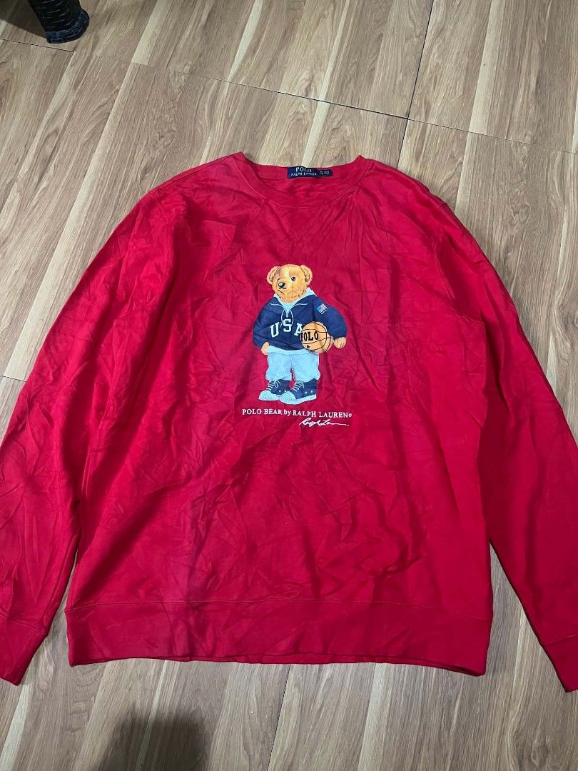 Ralph Lauren polo bear red sweatshirt (Category: Luxury Apparel) located in Bulacan. Submitted by nifftyythrifty (Listing ID 1466613793, Image 1). Description: Ralph Lauren polo bear red sweatshirt size XL.