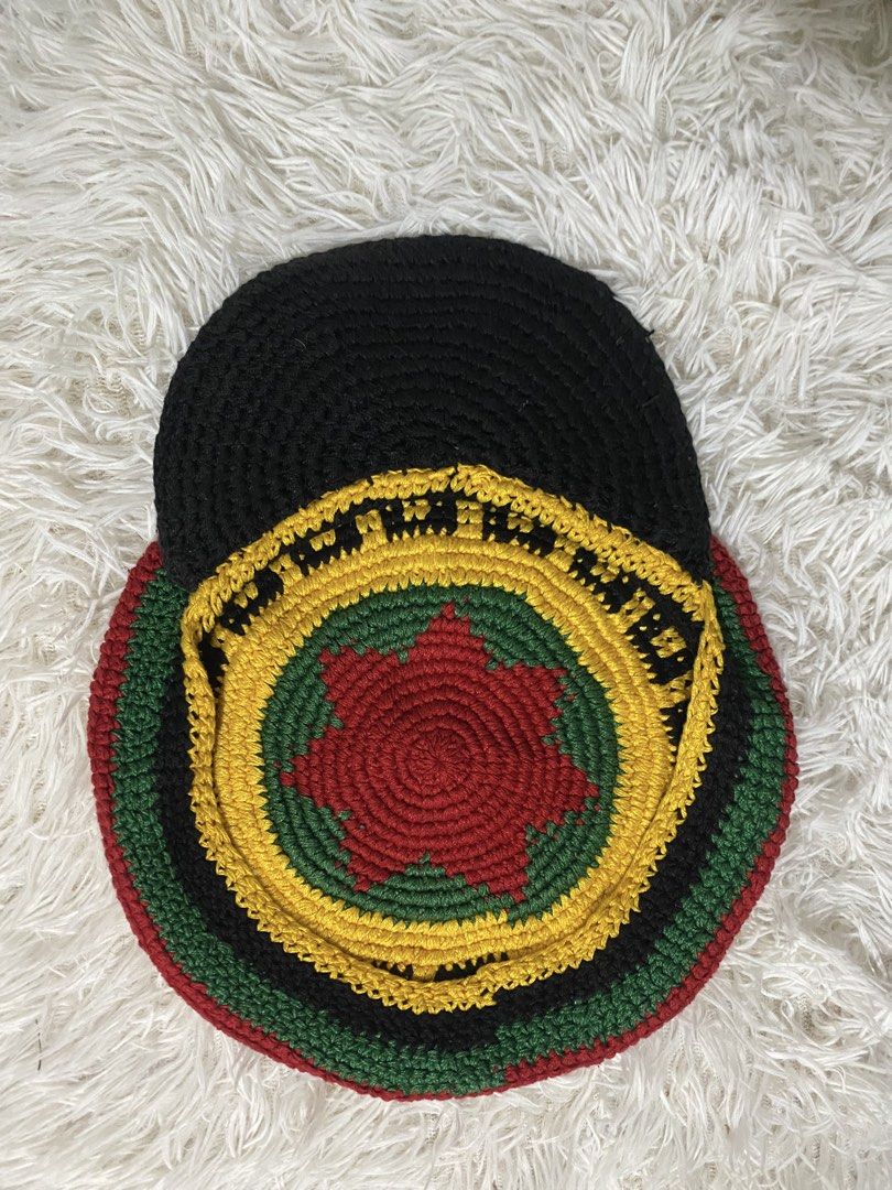 Rasta Crochet Visor Hat Jamaica Colors (Category: Caps & Hats) located in Dapitan. Submitted by jadecagatan_4255a7 (Listing ID 1466715923, Image 2). Description: - Handmade crochet visor hat - Vibrant red, yellow, green, and black colorway with a center star design - Slouchy beanie style body - Solid black stiff brim with a stylish yellow trim accent - Perfect for casual wear, festivals, and outdoor events - Comes from a smoke-free home.