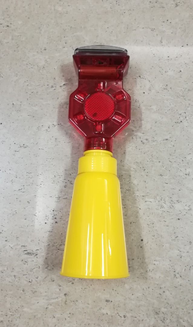 Red Solar Powered LED Traffic Warning Lights for Traffic Cone (Category: Industrial Equipment) located in Manila. Submitted by toplen (Listing ID 1466614983, Image 2). Description: Model: BL-1140S Size: 12 inches’ x 3.5 inches Solar Panel: 5V,0.3W Battery:2.4V/800mAh Working times: 60FPM LED: Dia 5mm, 6pcs Visual distance: >800m Waterproof: IP54 Pivoting Dual LED lens flashes 180 times per minute for high visibility Perfect for marking roadways d
