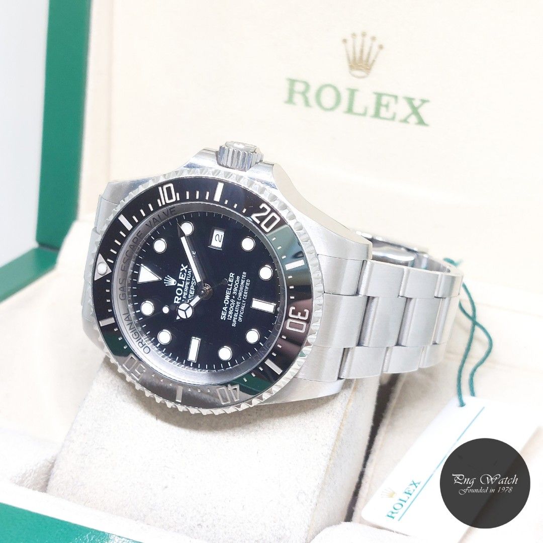 Rolex 44mm Ceramic Bezel Black Dial Sea Dweller "DEEPSEA" Date REF: 126660 (Box, Cert & Hang Tag-2020) (Category: Watches) located in Singapore. Submitted by pngwatchdealer (Listing ID 1466773739, Image 2). Description: [SPECIFICATIONS] **Watch comes in full option (Box, Cert & Hang Tag)** **Straight bracelet** **Full links** Brand: Rolex Model: Oyster Perpetual 44mm Black Sea Dweller DEEPSEA Date (REF: 126660)(AN)(20)(O) Movement: Automatic (Sel