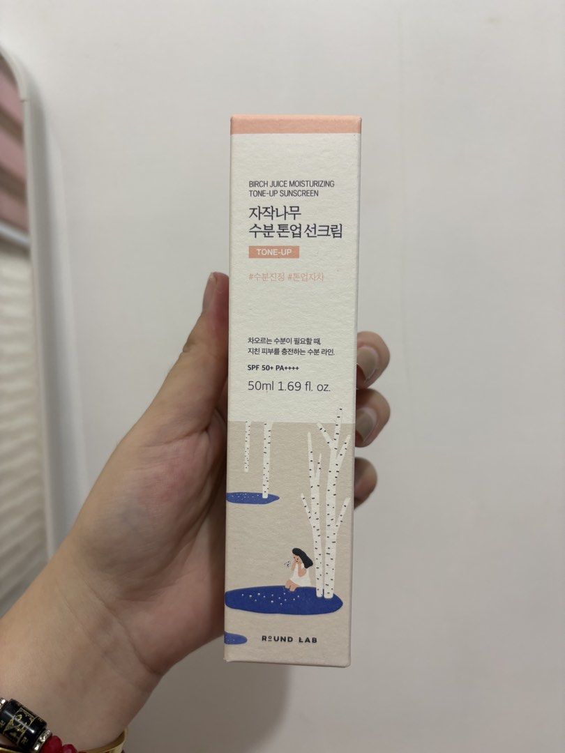 Round Lab Birch Juice Moisturizing Tone-Up Sunscreen (Category: Face Care) located in Manila. Submitted by joyceeipos62277 (Listing ID 1466571025, Image 1). Description: - Brand: Round Lab - Item: Birch Juice Moisturizing Tone-Up Sunscreen - Size: 50ml / 1.69 fl oz - Protection: SPF 50+ PA++++ - Condition: Brand new in box, unopened and never tested - Reason for selling: Decluttering skincare backups.