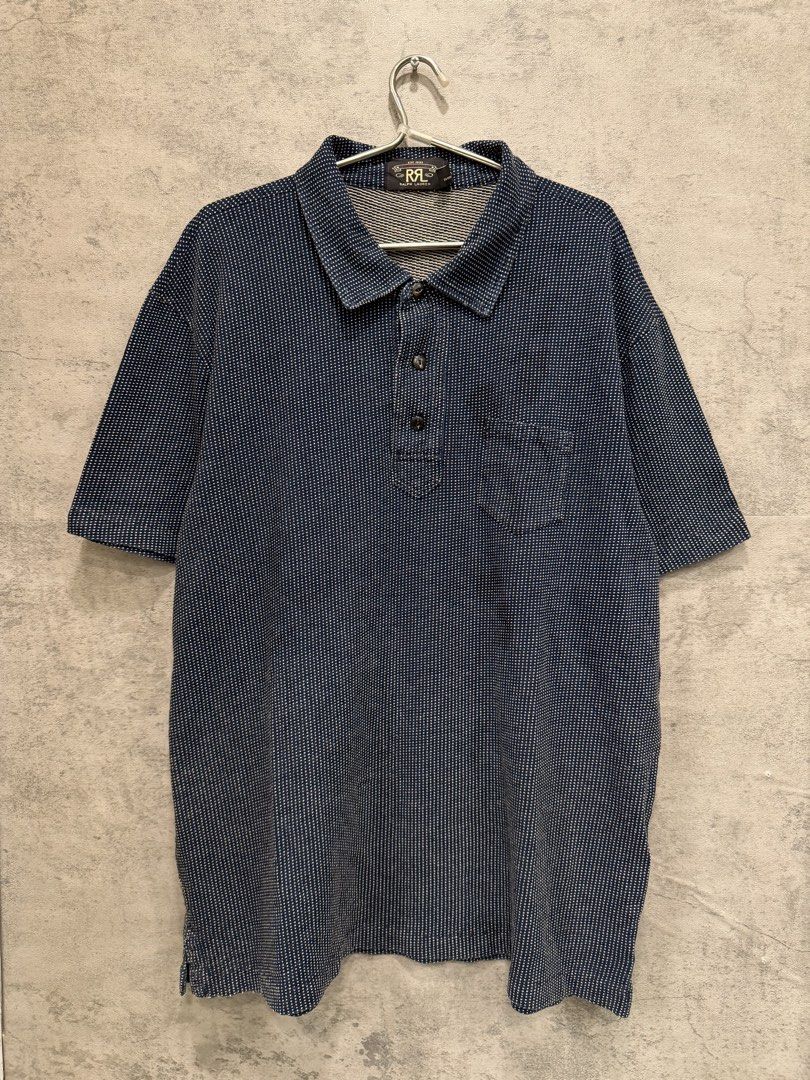 RRL - RL - INDIGO DYED MICRO-PATTERNED SHIRT (Category: Tshirts & Polo Shirts ) located in Makati City. Submitted by daboy_ (Listing ID 1466675061, Image 1). Description: Size: XXL Condition: 10/10 Made in: Philippines Material: 100% Cotton Dimensions Width: 24.5” Length: 30” Sleeves: 20.5” Shoulder: 9”.