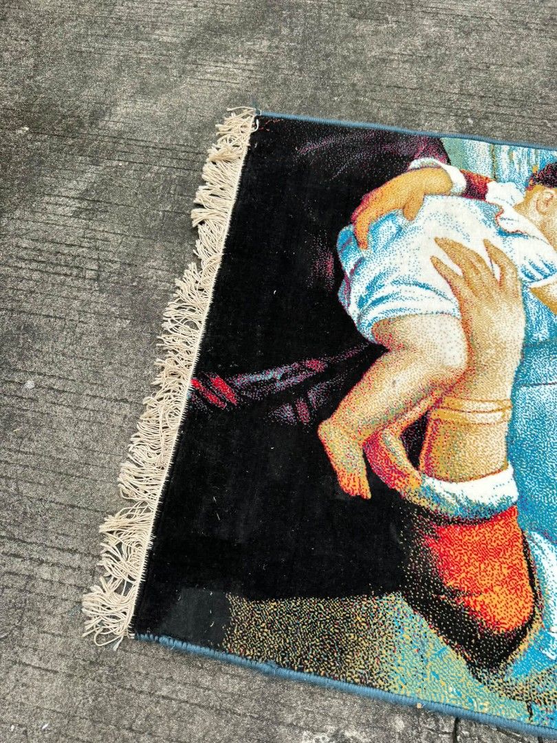 Rug (Category: Other Home Furniture) located in Meycauayan. Submitted by marygracecasimiro (Listing ID 1466621840, Image 3). Description: Available - Vintage Mother and Child Pictorial Rug Tapestry Decorative accent rug Brand: Golmehr carpet 149 x 102 cm Used but still in good condition 3k Check photos first before buying✅ DM to Inquire🧡 Item will be sold AS IS. Please refrain from purchasing if you are particular about USED items and imperfecti