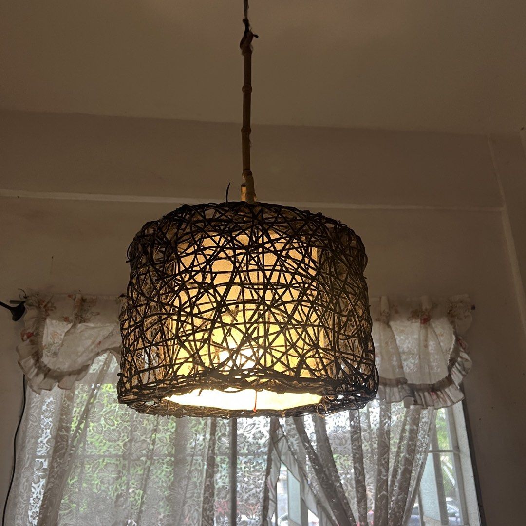 Rustic Rattan Light with Bamboo Stem (Category: Lighting) located in Marikina City. Submitted by prelovedbydee. (Listing ID 1466574795, Image 1). Description: can negotiate ☺️.