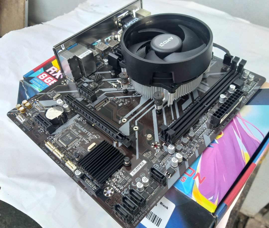 Ryzen5 3500 + GIGABYTE B450M S2H V2 bundle (Category: Computer Parts) located in Caloocan City. Submitted by eselo.co (Listing ID 1466737475, Image 1). Description: Last price posted. Goodvworking. Mint condition. Pickup for testing. GCASH LALAMOVE BUNDLE -Ryzen 5 3500 6-core, 6-thread HSF included -GIGABYTE B450M S3H V2 -------.