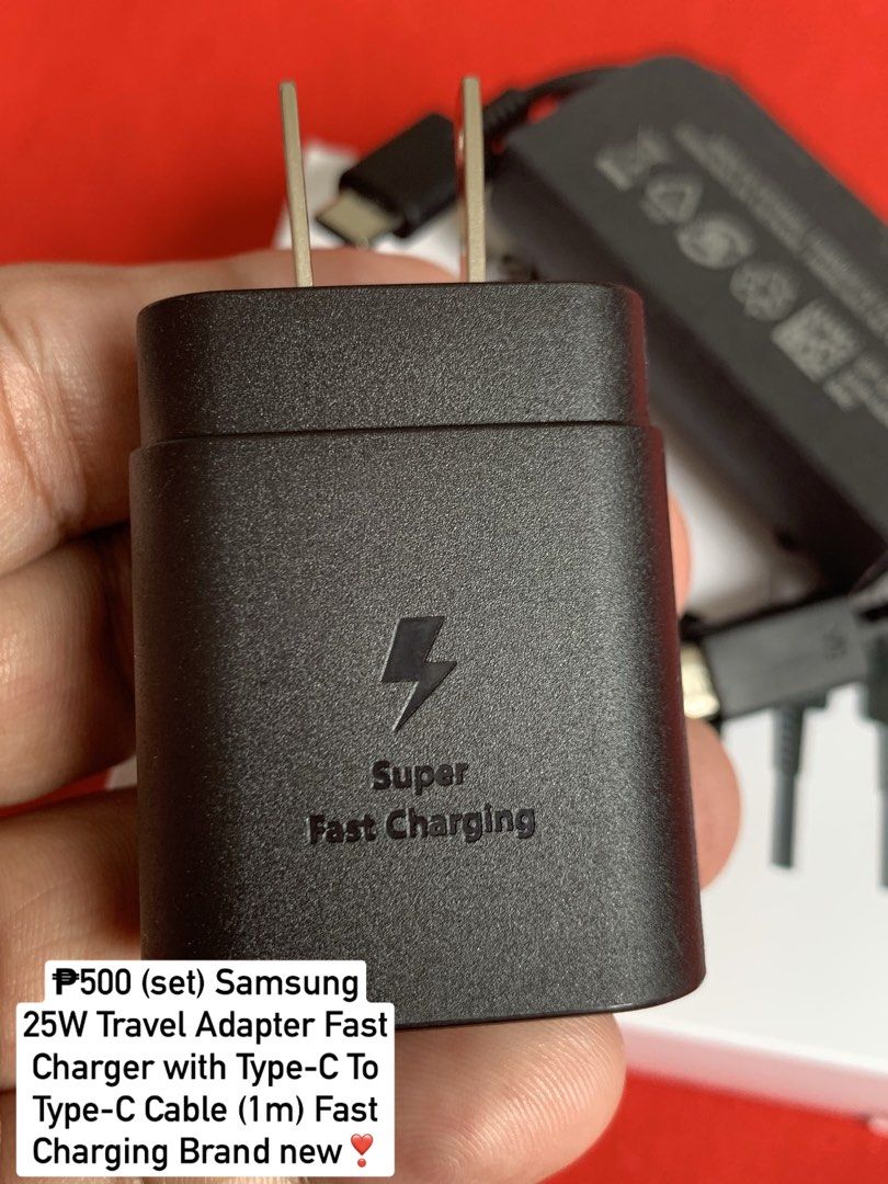 Samsung 25W Fast Charger with Type C 5A Cable Fast Charging (Category: Chargers & Cables) located in San Juan City. Submitted by ph_gadgets_hub (Listing ID 1466656863, Image 2). Description: This 25W Samsung Power Adapter is compatible with various devices, As charging speed may vary depending on various factors, : the charger’s output and the cable’s specifications. To use Fast Charging SALE !! ₱500 (set) 25W Samsung Power Adapter Fast Charging 