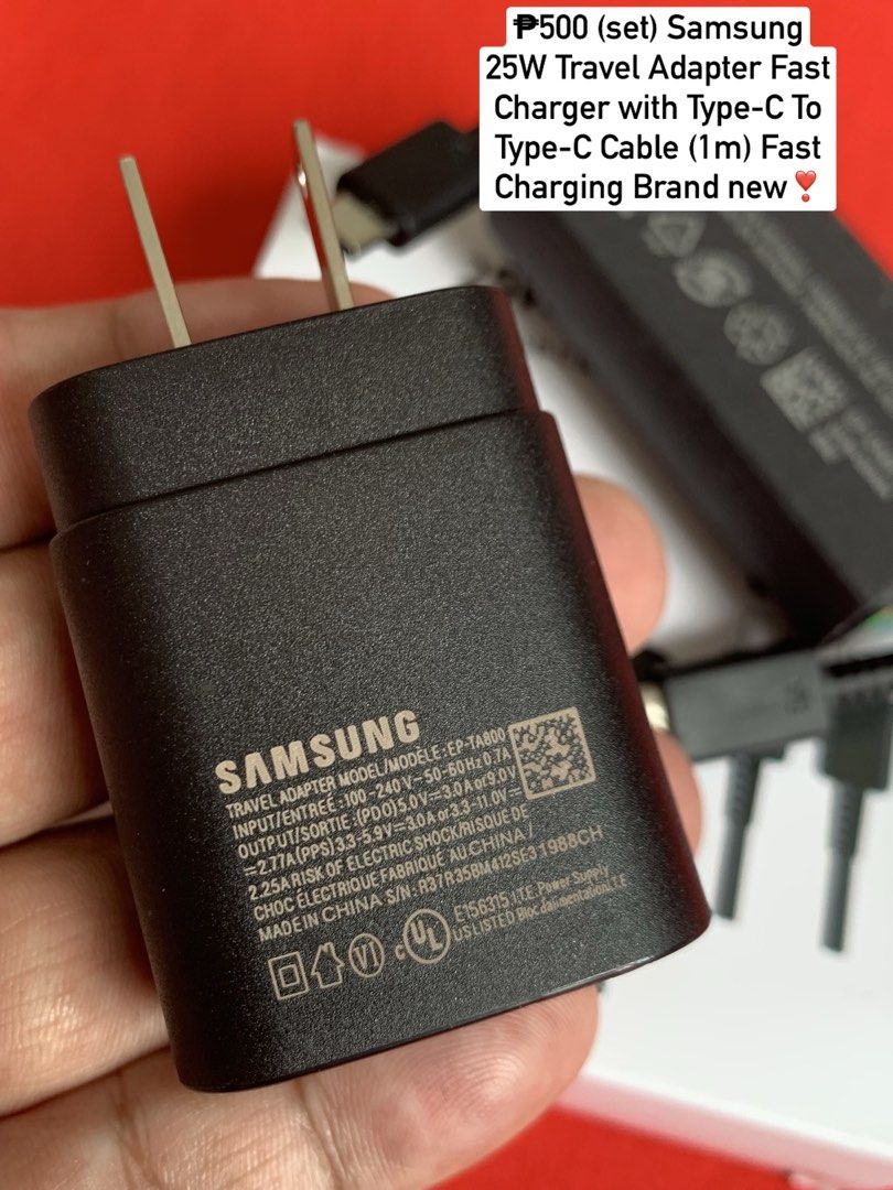 Samsung 25W Fast Charger with Type C 5A Cable Fast Charging (Category: Chargers & Cables) located in San Juan City. Submitted by ph_gadgets_hub (Listing ID 1466656863, Image 3). Description: This 25W Samsung Power Adapter is compatible with various devices, As charging speed may vary depending on various factors, : the charger’s output and the cable’s specifications. To use Fast Charging SALE !! ₱500 (set) 25W Samsung Power Adapter Fast Charging 