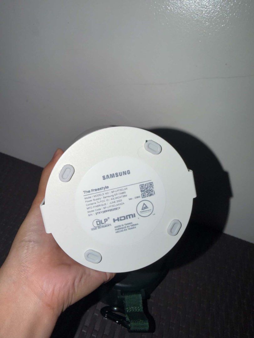 Samsung The Freestyle Projector with Carrying Case (Category: Projectors) located in Minalin. Submitted by asdfgkb (Listing ID 1466601538, Image 3). Description: For sale: Samsung the Freestyle Smart Projector Turn ANY room into your own cinema! 🎬🍿 ✨ Up to 100-inch big screen ✨ Full HD 1080p ✨ Smart TV built-in — stream your favorite content ✨ Auto Focus + Auto Keystone for an easy setup ✨ 180° rotation — project on walls, ceilings, floors and 