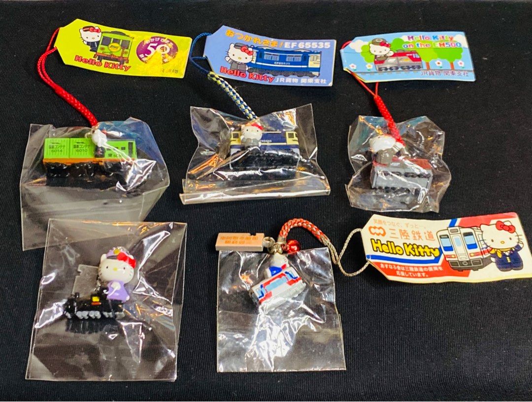 Sanrio Hello kitty train strap charm (Category: Character Goods) located in Manila. Submitted by kawaii_omocha_est2020 (Listing ID 1466734250, Image 1). Description: Green - 680 Blue, Red, Black & White - 480 EACH.