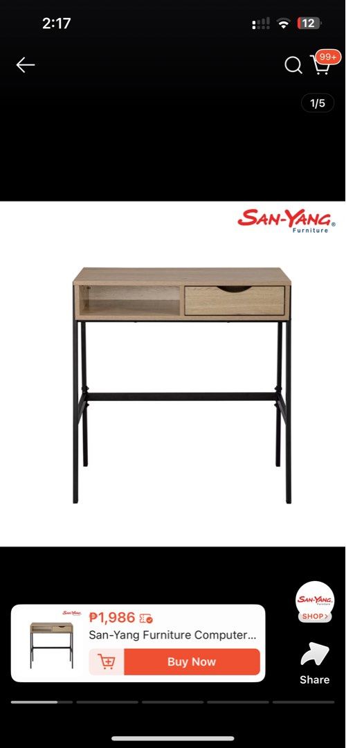 San-yang Computer Table with Drawer (Category: Tables & Sets) located in Caloocan City. Submitted by prelovedbyela__ (Listing ID 1466614599, Image 2). Description: - RUSH SELLING ‼️ - Negotiable to sure buyer - With Drawer (Clean & no stains) - Like new (No table marks/dents) - Orig Price : 2,300 - Personal Delivery within South Caloocan (with fee).