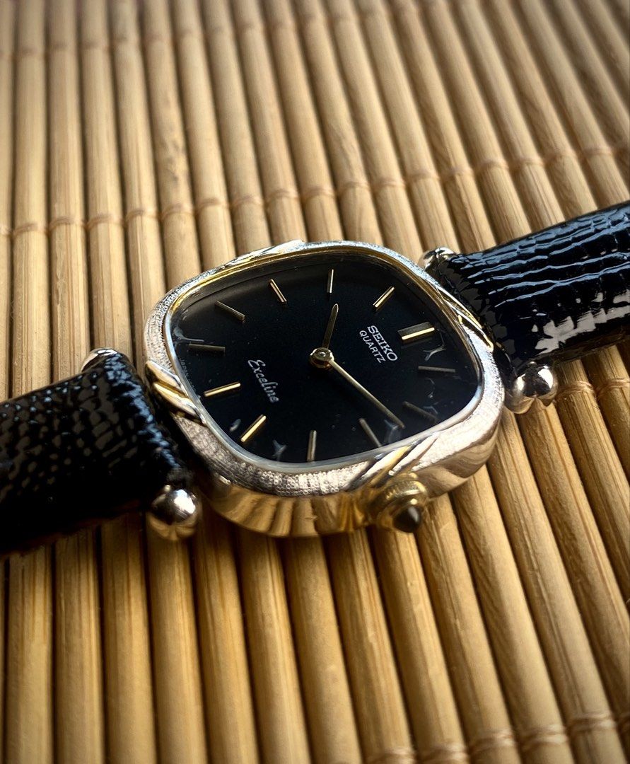 Seiko Exceline Ladies Watch - 1981 (Category: Women's Watches) located in Mandaluyong City. Submitted by watchcraftph (Listing ID 1466586596, Image 3). Description: ❗️For Sale ❗️ [ON HAND] Seiko Exceline Ladies vintage Watch Year: 1981 March Reference: 1400-7020 Genuine Pre-owned Vintage Watch Spec Sheet: ✔️21.5mm art deco two tone case ✔️27.2mm lug to lug ✔️Seiko cal 1400 quartz Movement Japan ✔️AM leather strap ✔️Japan Made Watch and aftermarke