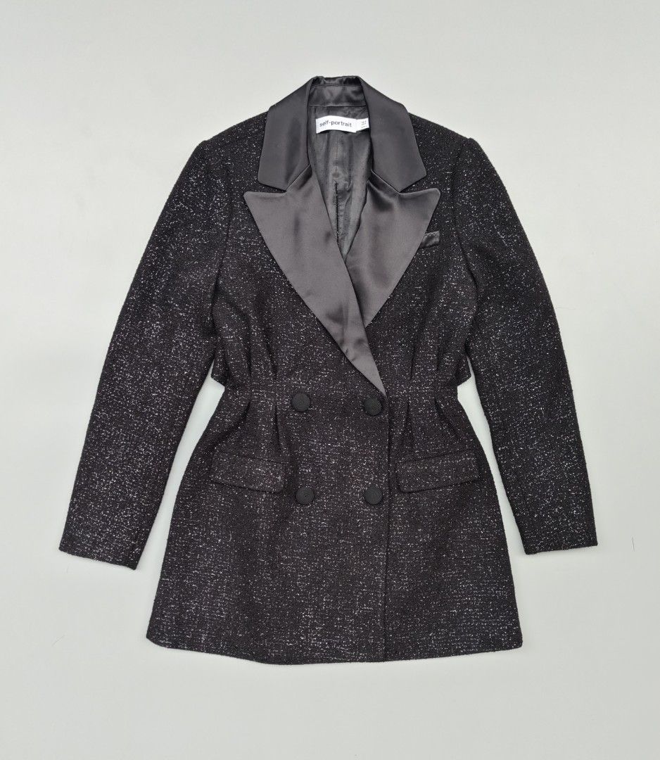 Self portrait double breasted (tweed) as new (Category: Coats, Jackets and Outerwear) located in Baguio. Submitted by archival_thrifted.ph. (Listing ID 1466658029, Image 2). Description: FOR SALE‼️ .SELF PORTRAIT DOUBLE BREASTED TWEED . EXCELLENT CONDITION .SIZE SMALL ON TAG CAN FIT MEDIUM .PHP 3800 PLUS SF .❌❌ COP/COD .MOP GCASH .COURIER J&T .BAGUIO AREA .DM FOR SURE BUYER TY.