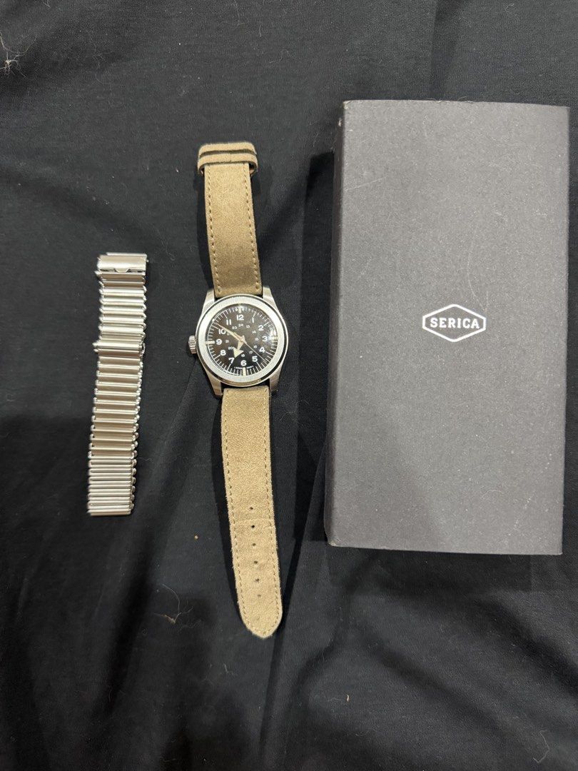 Serica 4512 Commando Destro (Category: Men's Watches) located in Butuan. Submitted by swiftflower.6836d6 (Listing ID 1466655494, Image 3). Description: * Case Size: 37.7mm diameter, 11.3mm thickness, 46mm lug-to-lug, and a 20mm lug width. * Case Material: 316L stainless steel with a brushed finish and a polished chamfered bezel. * Crystal: Domed sapphire crystal. * Water Resistance: 200 meters (20 Bar) with a large screw-down crown. * Movement: S