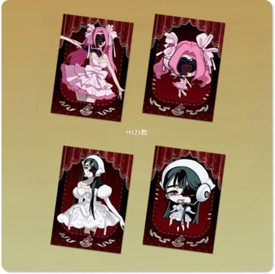 Set Alien Stage Mizi Sua Photocard Set (Category: K-Wave Merchandise) located in Manila. Submitted by dooobiii_mai (Listing ID 1466737358, Image 1). Description: - Character: Mizi & Sua from Alien Stage - Set inclusions: 4 photocards (2 large portraits, 2 chibi versions) - Design: Red background with theatrical curtain border - Condition: Brand new, clear prints, clean borders, no creases or bends - Perfect addition to any Alien Stage collection!