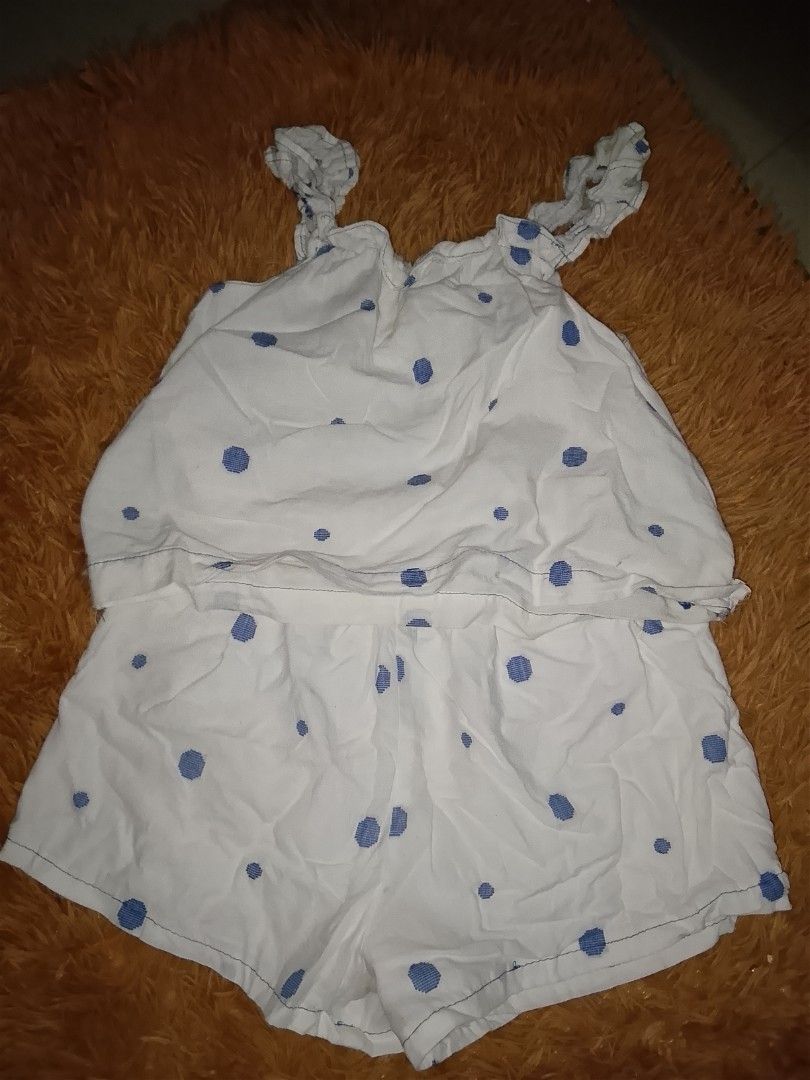 sleepwear terno folca dots white/blue (Category: Sets or Coordinates) located in Manila. Submitted by zealowl_abdf54 (Listing ID 1466620599, Image 1). Description: never been wear, good condition.