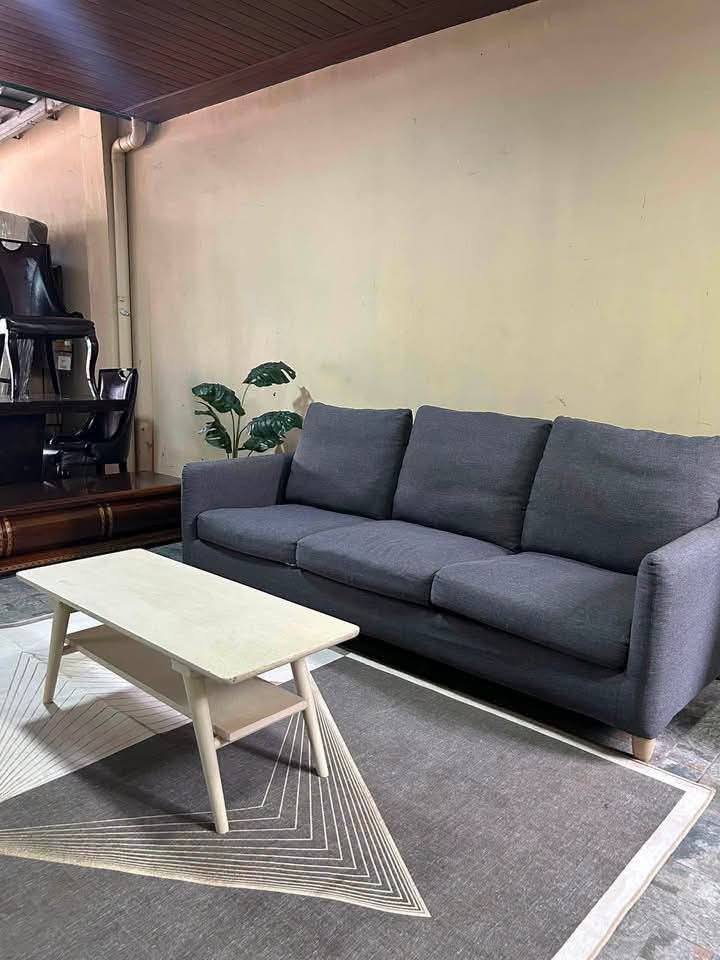 Sofa (Category: Sofas) located in Meycauayan. Submitted by marygracecasimiro (Listing ID 1466712043, Image 3). Description: Imported Fully Washable Ikea Sofa with Center Table n from Korea P20,000 lang mga suki 80x35x37in/ 3 Seater Sofa 40x16x15in/ Center Table Ikea Sofa/ Fully Washable Walang Sag Walang Lubog Makapal ang Foam With Solid Wood Center Table Complete Set na po/ Bdl yan mga suki No issue Good Condition♥️ Minor Scratch From Korea #ike