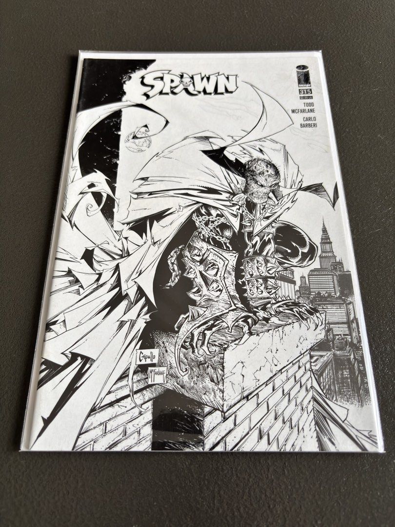 Spawn #315 Cover E Black & White Variant (2021) by Greg Capullo & Todd McFarlane (Category: Comics & Manga) located in Naga. Submitted by dearyesteryear (Listing ID 1466765622, Image 1). Description: FOR SALE: Spawn #315 Cover E Black & White Variant (2021) by Greg Capullo & Todd McFarlane Message me if you’re interested in this one or have a reasonable offer. I’d be happy to help. CLEAN, collector-owned copy. Bagged & boarded since acquisition. 