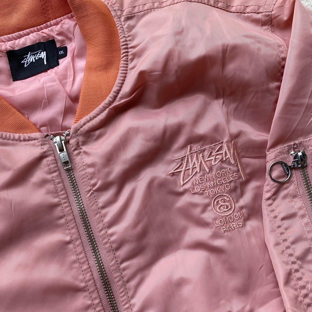 Stussy Peach zip up Nylon Bomber Jacket (Category: Coats, Jackets and Outerwear) located in Davao. Submitted by bangers01 (Listing ID 1466770622, Image 3). Description: .