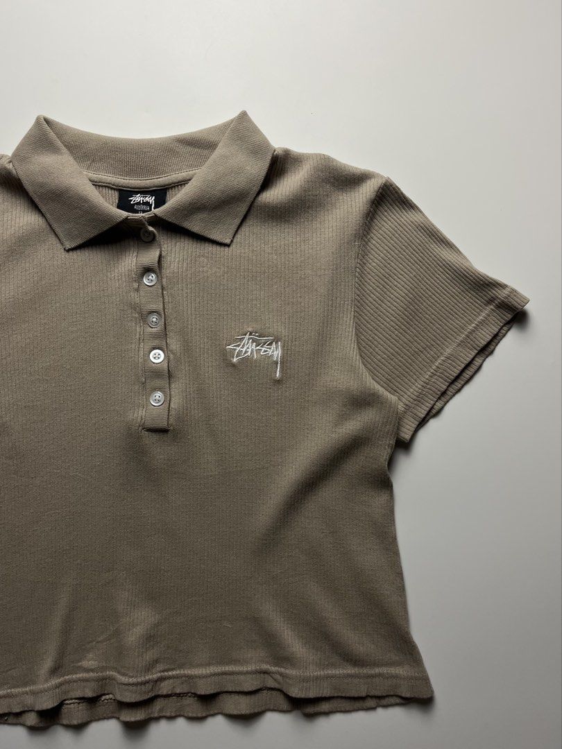 Stussy Rib Knit Beige Top (Category: Shirts) located in Manila. Submitted by streetsavvy (Listing ID 1466650115, Image 3). Description: Stussy Rib Knit Beige Top Size: 12 Width: 17” Length: 17.5” Shoulder: 15” Sleeve Length: 6” Hem: 17” Measured in Inches Condition: Excellent condition Flaw: none Made in India.