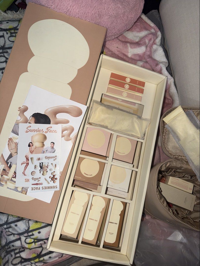 Sunnies Face x Jelly Eugenio PR Kit (including freebies) (Category: Makeup) located in Angeles City. Submitted by prettypiggyyyy (Listing ID 1466630279, Image 1). Description: Selling my extra Light Olive PR Kit, accidentally bought it twice 📍QC.