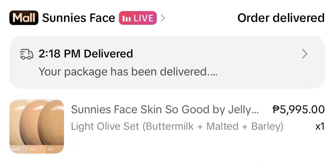 Sunnies Face x Jelly Eugenio PR Kit (including freebies) (Category: Makeup) located in Angeles City. Submitted by prettypiggyyyy (Listing ID 1466630279, Image 2). Description: Selling my extra Light Olive PR Kit, accidentally bought it twice 📍QC.