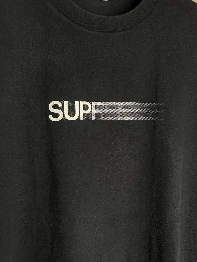 Supreme Motion Logo Tee (Category: Tshirts & Polo Shirts ) located in Marikina City. Submitted by swiftsian (Listing ID 1466662939, Image 2). Description: Supreme Motion Logo Tee 'Black' - Size: Medium - Issue: Crack Print - Manage your expectations. Some issues may not be seen or indicated. - Color may vary due to lighting Shipping: Lalamove/J&T .