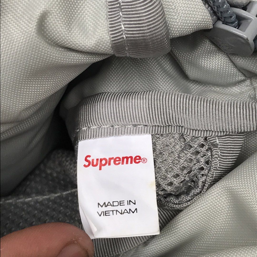 Supreme Shoulder Bag Silver (Category: Luxury Bags & Wallets) located in Ozamiz City. Submitted by ClassicDrip (Listing ID 1466639035, Image 3). Description: Supreme Shoulder Bag in Silver Fall/Winter 2022 (FW22) -AUTHENTIC/ORIGINAL 💯 Supreme Shoulder Bag (FW22) Silver water resistant with embossed logo lining. Main compartment with zipper and internal mesh pocket with velcro. Additional front zip pocket and internal hanging key clip. Adjustable