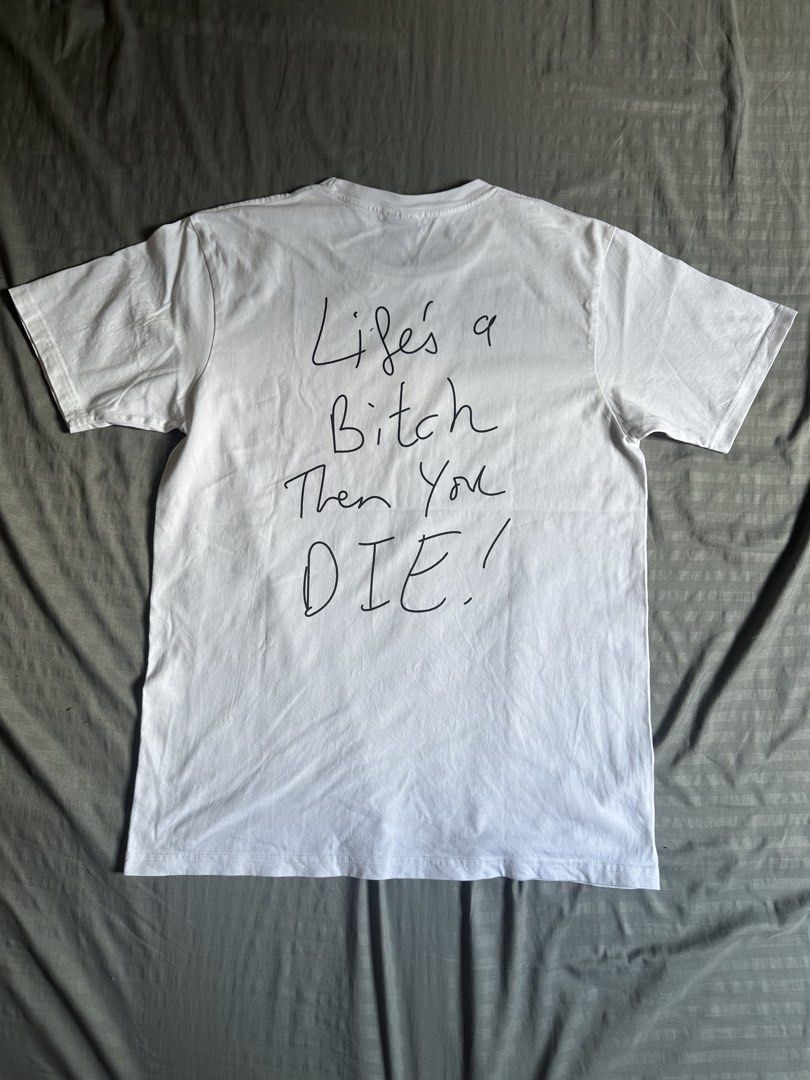 Supreme White Polka Dot Box Logo T-Shirt Medium (Category: Tshirts & Polo Shirts ) located in Quezon City. Submitted by stre3tw3ar (Listing ID 1466625262, Image 2). Description: - Brand: Supreme - Style: Polka Dot Box Logo with 'Life's a Bitch Then You DIE!' back print - Color: White - Size: Medium - Material: 100% cotton, Made in U.S.A. - Condition: Brand new with tags attached inside collar and lower interior seam -18/27 Dimention.