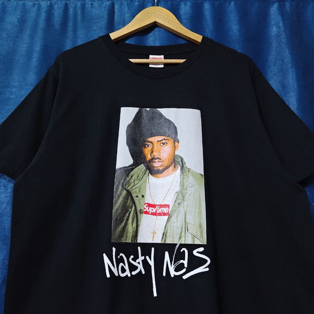 SUPREME X NASTY NAS BLACK TEE (Category: Tshirts & Polo Shirts ) located in Makati City. Submitted by upcycled.closeth (Listing ID 1466613469, Image 2). Description: - Authentic Supreme product - Black / short sleeve - Size: X-large (men's) - Like new - Authentic - flaws: no flaws - Excellent condition - Need wash, fresh from bale - Features design of Supreme Collaboration with nasty Nas - Material: 100% cotton !!STILL NEGOTIABLE!!.