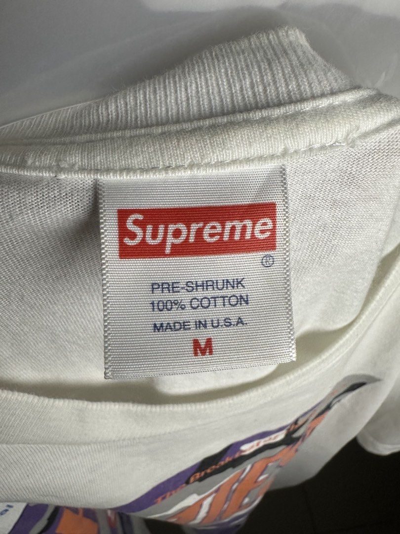 Supreme x Wheaties Tee (Category: Tshirts & Polo Shirts ) located in Marikina City. Submitted by swiftsian (Listing ID 1466663914, Image 3). Description: Supreme x Wheaties Tee 'White' - Size: Medium - Issue: Hairlines - Manage your expectations. Some issues may not be seen or indicated. - Color may vary due to lighting Shipping: Lalamove/J&T .