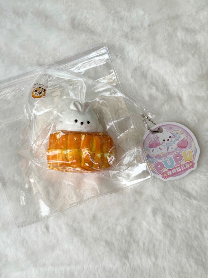 Taba Squishy - Pupu Studio - Bunny on mooncake (Category: Interactive Toys) located in Paranaque City. Submitted by mingooshake (Listing ID 1466600903, Image 2). Description: ON HAND > Texture: creamy mud > with free PVC bag NO REFUND ONCE ORDER HAS BEEN PLACED MOP: Gcash/Maya/BDO/Unionbank (PAYO) MOD: SDD Lalamove/Grab | J&T (SF shouldered by buyer) 📍Loc: San Martin de Porres, Paranaque (near Arca South, Taguig) More plush and blind box items o