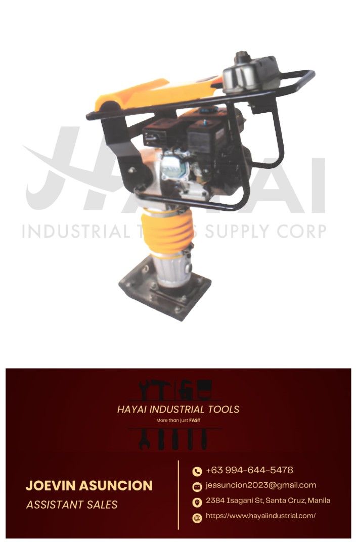 Tapping Rammer (Category: Construction Tools & Equipment) located in Manila. Submitted by joevinasuncion23 (Listing ID 1466582770, Image 1). Description: 🔧 OUR PRODUCTS & SERVICES We supply a wide range of industrial, electrical, mechanical, and construction materials for various project and business needs. 📌 PRODUCTS: ⚙️ Machinery ⚡️ Electrical Supplies & Equipment 🔩 Valves & Fittings 🏗 Metals – Stainless, Black Iron (BI), Galvanized, and mo