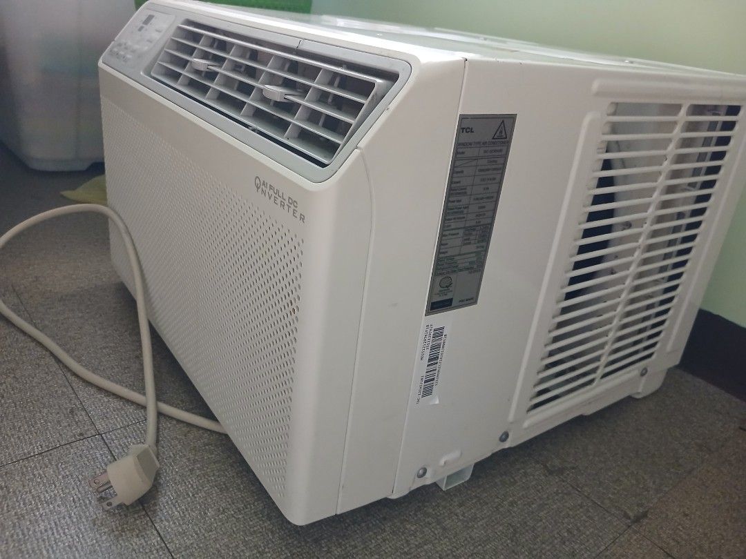 TCL Window Type Air Conditioner TAC-12CWI/UB2 (Category: Air Conditioning and Heating) located in Virac. Submitted by daffydaffodil (Listing ID 1466564350, Image 3). Description: - Brand/Model: TCL TAC-12CWI/UB2 Window Type Aircon - Type: AI Full DC Inverter (Energy Saving) - Capacity: 12000 kJ/h (1.5 HP) - Power: 230V, 60Hz, Uses eco-friendly R32 refrigerant - Condition: Fully functional, blows cold air immediately, clean vents and panel - Inclu