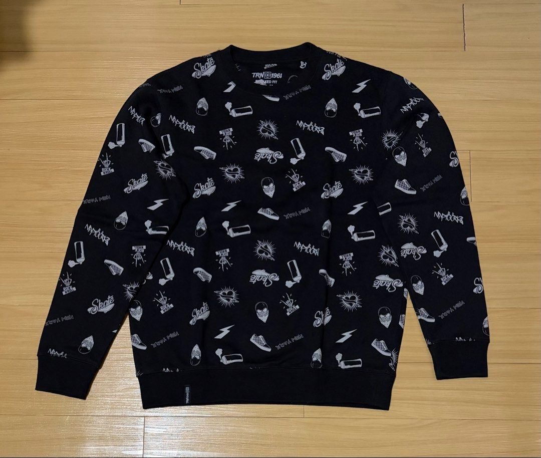 Terranova Graphic Sweater Medium - Large (Category: Coats, Jackets and Outerwear) located in Quezon City. Submitted by garagesale2026 (Listing ID 1466770364, Image 1). Description: - Used a few times - In very good condition - Runs big, M on tag, fits up to Large - Features graphics: skateboards, spray cans, skulls - Relaxed fit.