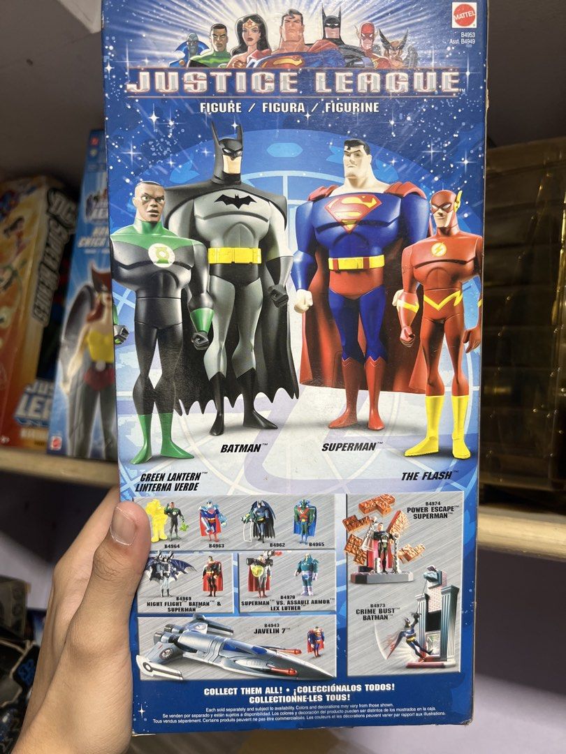 The Flash — Mattel Justice League 10” Action Figure (Category: Figurines & Statues) located in Quezon City. Submitted by thegroovearchive (Listing ID 1466678043, Image 2). Description: - Brand: Mattel - Character: The Flash (Justice League) - Height: 10 inches - Packaging: Original box included - Box Art: Features classic animated series style with Superman, Batman, and Green Lantern on the back - Condition: Brand new/Mint in box (as applicable).