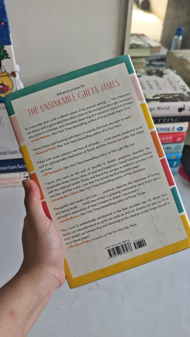 The Unsinkable Greta James by Jennifer E. Smith (Category: Storybooks) located in Cabanatuan. Submitted by paogel21 (Listing ID 1466714994, Image 2). Description: - Title: The Unsinkable Greta James - Author: Jennifer E. Smith - Cover: Colorful art featuring a sun, cruise ship, and ocean waves - Genre: Great contemporary fiction read MOP - Gcash, Bank Transfer.