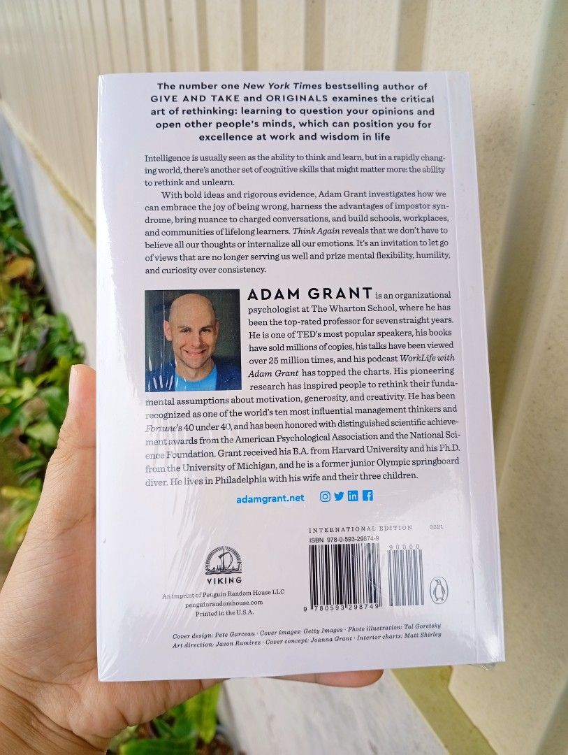 THINK AGAIN by Adam Grant (Category: Storybooks) located in La Trinidad. Submitted by cla.rissa317 (Listing ID 1466619600, Image 3). Description: 🌻❣️THINK AGAIN by Adam Grant❣️🤗🌿 Brandnew/Sealed 💸280php Actual photos posted Location: Benguet For Dropping (COP/GCash) 🍂Malcolm Square, Baguio 🍂Km5, Pico, La Trinidad ‼️No to rush dropping pls For Delivery (GCash/Maribank): 🍂via GrabExpress 🍂Errand (kayo na po magpa errand) ‼️Payment first, bu