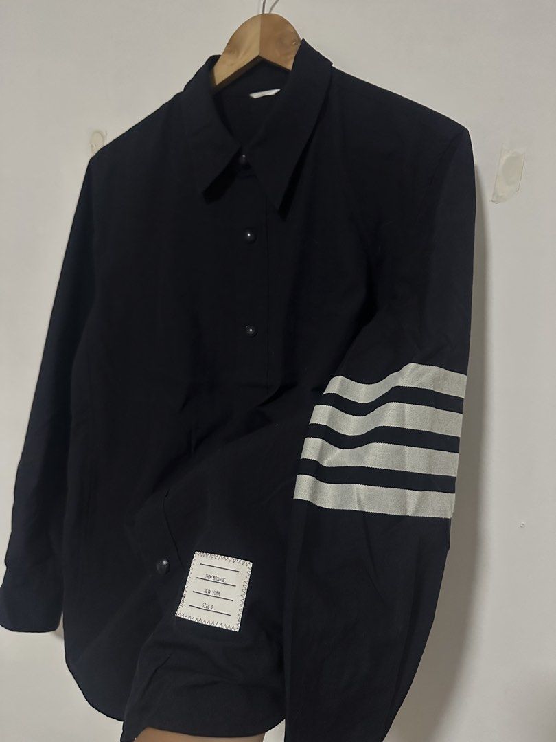 Thom Browne Jacket (Category: Coats, Jackets and Outerwear) located in Las Pinas. Submitted by archimedes.joaquin (Listing ID 1466758084, Image 3). Description: Good as new condition - 9.9/10 color rate - thom browne all snap buttons Sz Large 22.5” width 29” length - no issue.